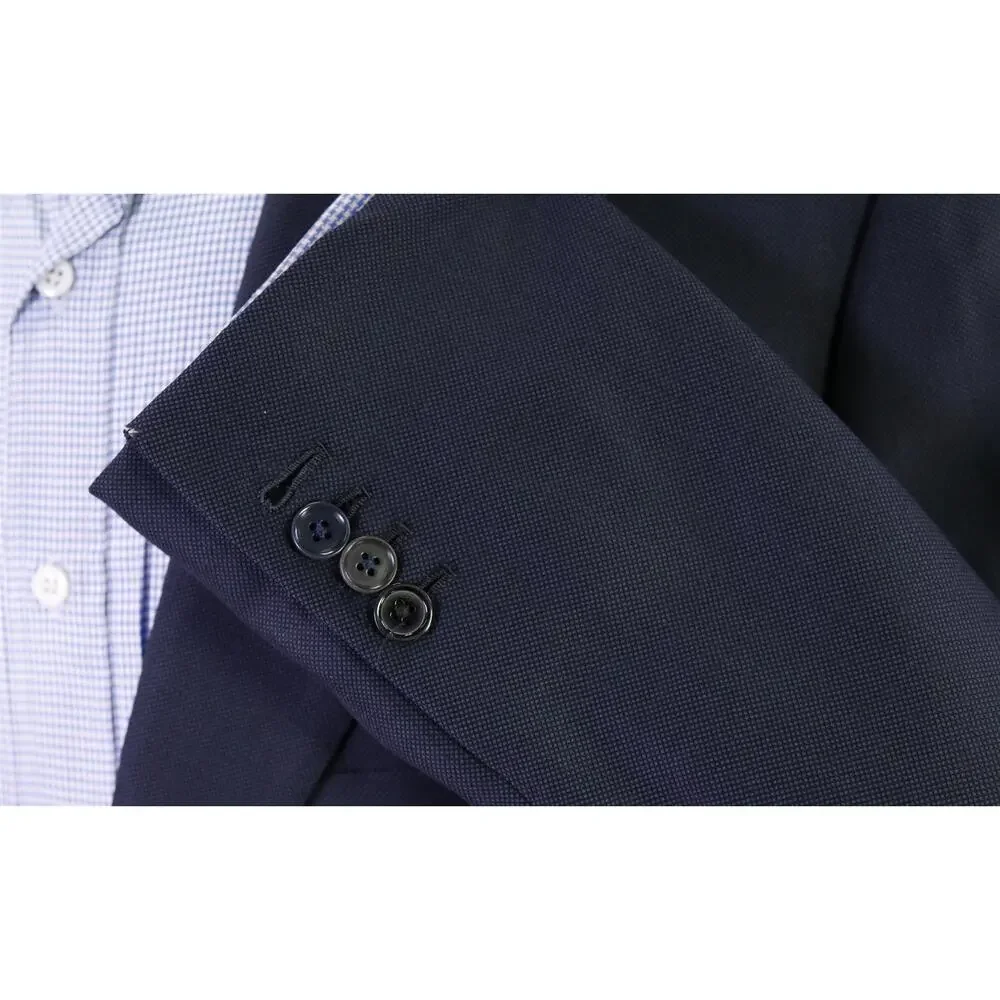Loro Piana Bespoke Tailored Navy Blue Birdseye Woven Super 150's Wool Blazer 42R